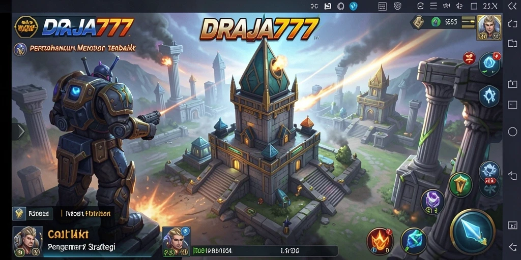 Tangkapan layar gameplay menara pertahanan yang mencolok di DRAJA777.