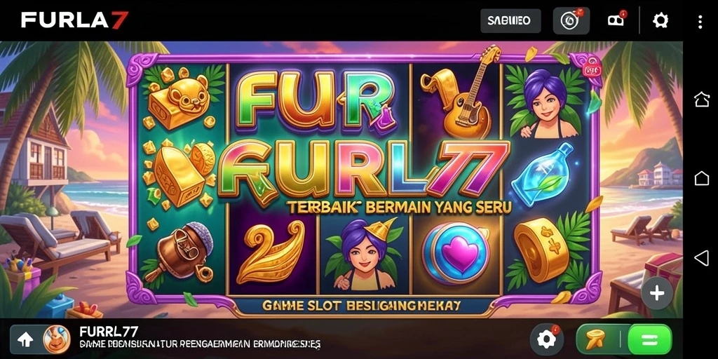 Tampilan gameplay menegangkan di FURLA77 dengan gulungan slot yang berputar.