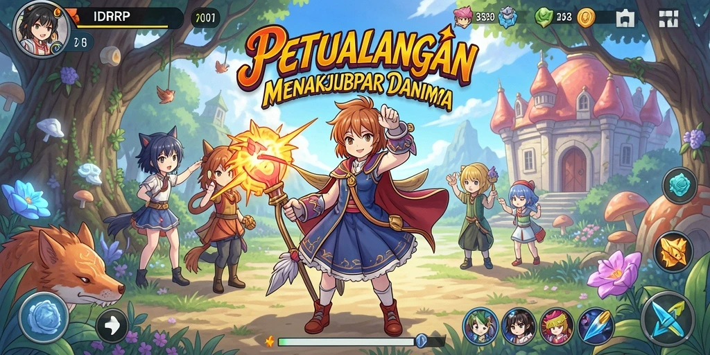 Tangkapan layar gameplay menunjukkan aksi seru dalam dunia Anime.