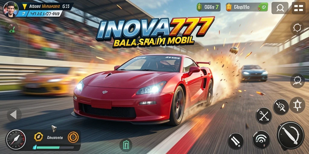 Tampilan gameplay <strong>INOVA777</strong> yang intens dan mendebarkan saat balapan.