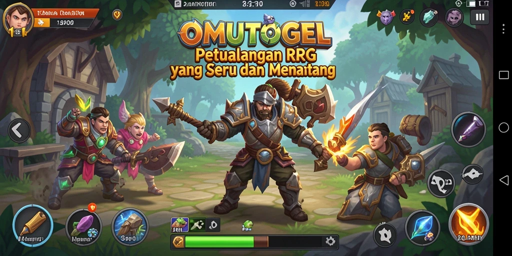 Screenshot gameplay OMUTOGEL menampilkan karakter dalam pertempuran epik.