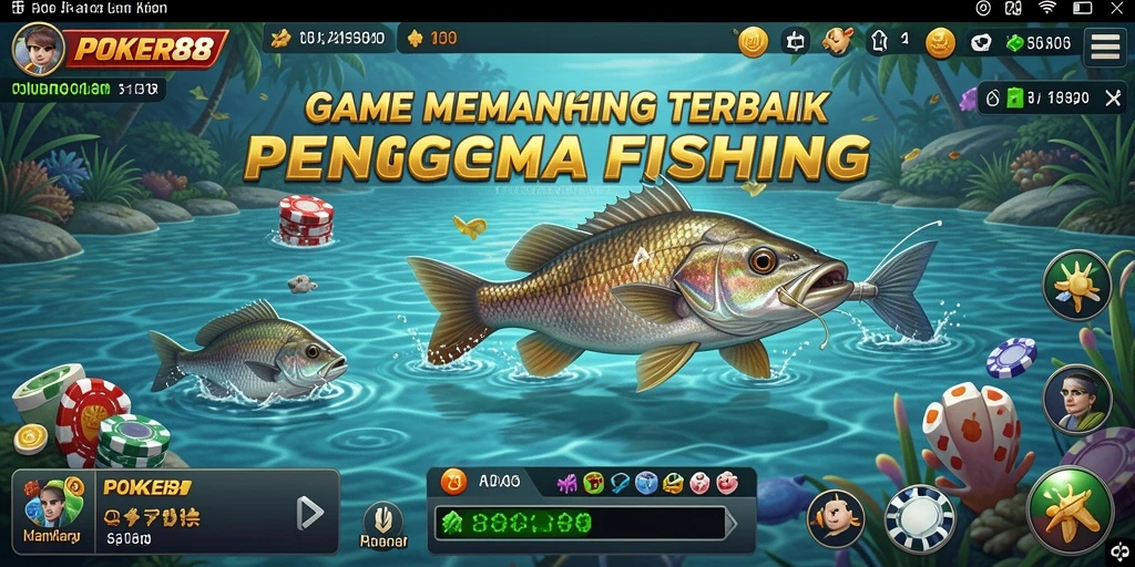 Tampilan gameplay seru di POKER88 dengan berbagai ikan untuk ditangkap.