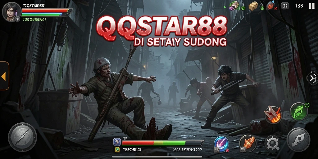 Screenshot utama QQSTAR88 menampilkan suasana horor yang mencekam dalam gameplay.